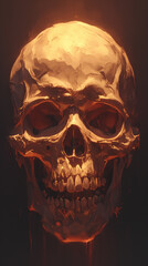 Obraz premium Frontal Viev Skull Study: Warm Palette Examination of Cranial Structure