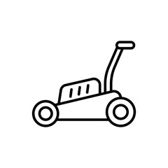 Lawnmower outline icons, minimalist vector illustration ,simple transparent graphic element .Isolated on white background