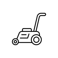 Lawnmower outline icons, minimalist vector illustration ,simple transparent graphic element .Isolated on white background