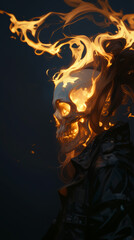 Skull Engulfed in Flames: A Fiery Spectacle of Mortality