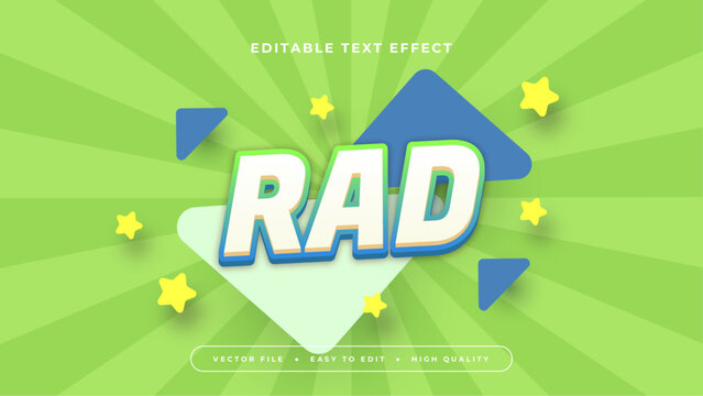 Green yellow and blue rad 3d editable text effect - font style