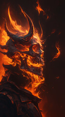 Flaming Skull with Horns: Malevolent Inferno