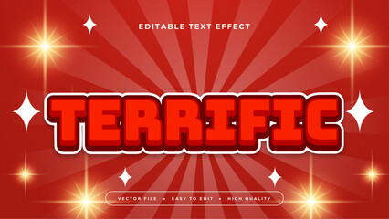 Red yellow and white terrific 3d editable text effect - font style