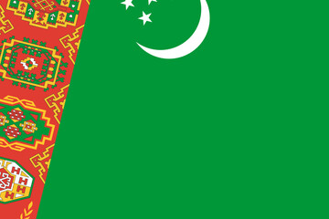 Turkmenistan flag - rectangular cutout of rotated vector flag. - obrazy, fototapety, plakaty