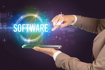 Close-up of a touchscreen, new tech concept