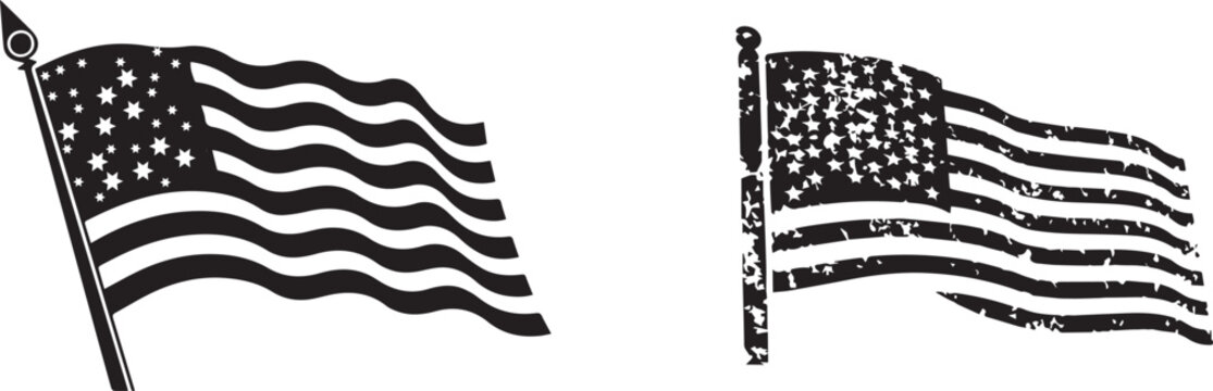 black American flag vector on transparent png
