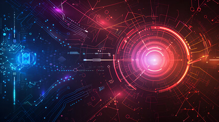 3D rendering abstract futuristic background. High speed internet technology concept,Digitally generated Blue and red technology interface,  Abstract background gear technology
