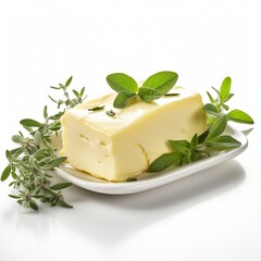 Tasty Herb infused Butter isolated on white background
