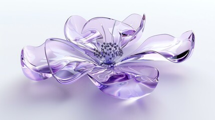 Elegant glass flower. 3D rendering.