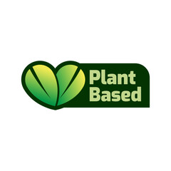 Plant based label. with leaf icon. Vector illustration isolated on white background