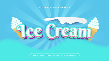 Blue white and brown ice cream 3d editable text effect - font style