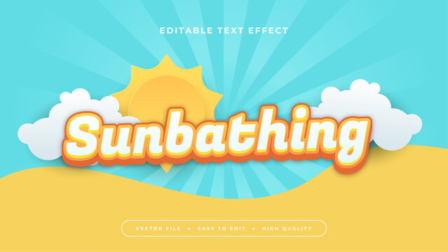 Yellow white and blue sunbathing 3d editable text effect - font style