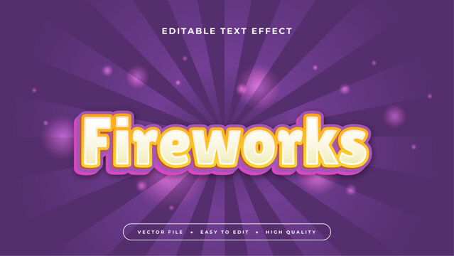 Purple violet and yellow firework 3d editable text effect - font style