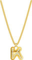 Eine goldene Monogramm Halskette mit dem Buchstaben K  als Anhänger