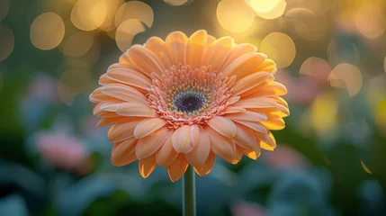 Foto op Plexiglas Closeup of a peach gerbera flower with a blurred background © yuchen