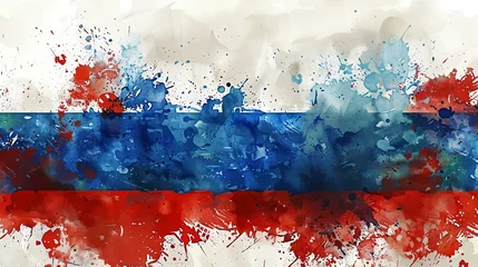 Zelfklevend Fotobehang Abstract watercolor painting of the Russian flag. © Creative