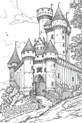 Obraz premium Royal Castle coloring page with lots of details