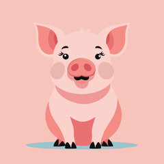 Obraz na płótnie Canvas Cute pig cartoon illustration vector art