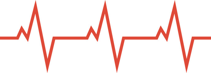 red heart beat line . Heart rate monitor line vector isolated on transparent background