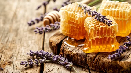 Fotobehang Honeycomb with Honey © PETR BABKIN