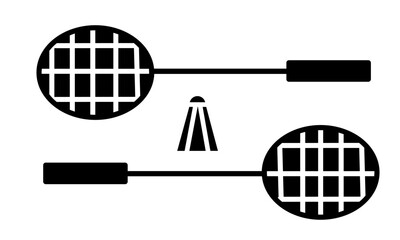 racket and shuttlecock set icon isolated on white background
