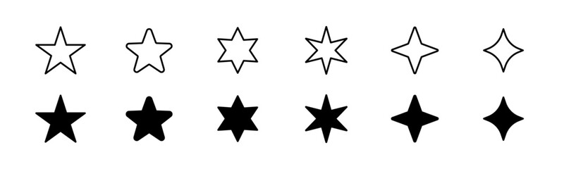 Star icon set. Outline and glyph star vector