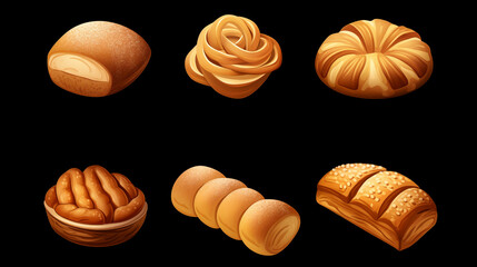 A collection of drawings including various types of bread.