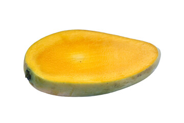 Fresh ripe mango slice on white background