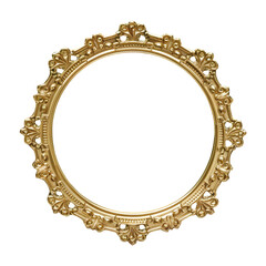 Gold vintage frame png isolated on transparent background