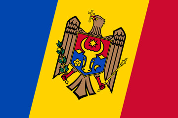 Moldova flag - rectangular cutout of rotated vector flag.