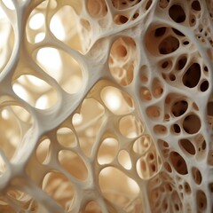 Osteoblasts building bone tissue, construction in progress, macro view, soft backlight