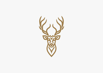 Deer head logo design vector icon flat illustration