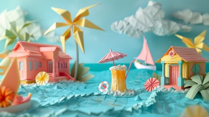 Origami Paper Town: Luxurious Tropical Vacation Essence

