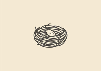 Bird nest logo design vector icon flat illustration