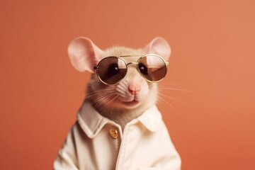 Portrait of a handsome fashionable mouse. - obrazy, fototapety, plakaty