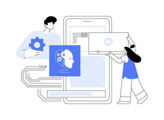 AI-Optimized Search and Navigation abstract concept vector illustration.