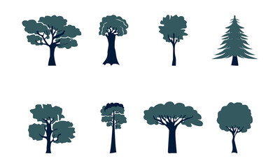 Tree set illustration design vector