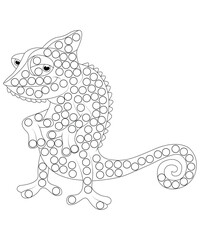 Dot chameleon coloring book page for kids and adults