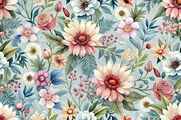 Wandaufkleber Floral Pattern Design Vintage Botanical Illustration Wallpaper Background © Rostislav Bouda