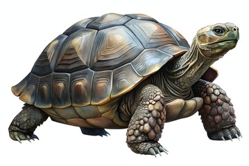 Obraz premium Realistic Tortoise Illustration Detailed Shell Texture Wildlife Art