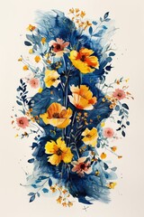 Floral decoration in the style of modern illustration made with Generative AI 