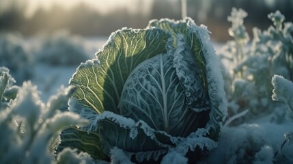 Fototapeta premium Frozen cabbage.