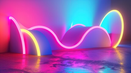 Obraz na płótnie Canvas Abstract shape vibrant neon light 