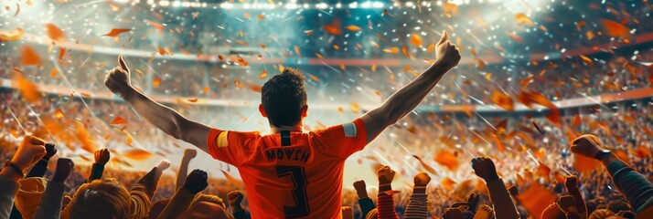 Group of fans are cheering for their team victory - Powered by Adobe
