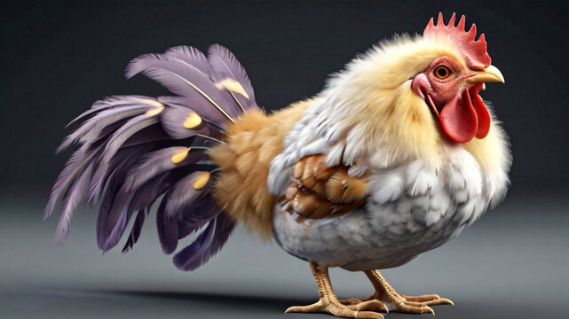 colorful roosters are standing