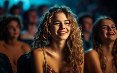 A woman with long hair is smiling at the camera