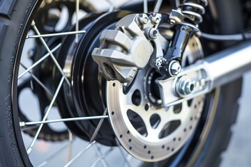 closeup of a wheel with disk brake and caliper