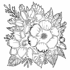 Flowers drawing doodle holiday decoration.