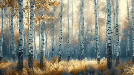 Badezimmer Foto Rückwand Imagine a beautiful oak grove depicted with intricate paint strokes. © tonstock
