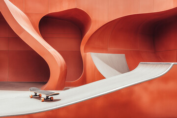 skateboard in modern skatepark